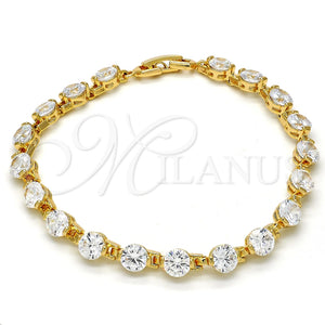 Pulsera Tennis 03.213.0039.08 Oro Laminado, con Blanca Zirconia Cubica, Pulido, Tono Dorado (06 MM Thickness, 8 Inches Length)