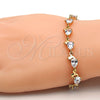 Pulsera Tennis 03.213.0038.08 Oro Laminado, Diseño de Gota, con Blanca Zirconia Cubica, Pulido, Tono Dorado (08 MM Thickness, 8 Inches Length)
