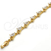 Pulsera Tennis 03.213.0038.08 Oro Laminado, Diseño de Gota, con Blanca Zirconia Cubica, Pulido, Tono Dorado (08 MM Thickness, 8 Inches Length)