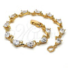 Pulsera Tennis 03.213.0038.08 Oro Laminado, Diseño de Gota, con Blanca Zirconia Cubica, Pulido, Tono Dorado (08 MM Thickness, 8 Inches Length)