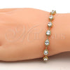 Pulsera Tennis 03.213.0006.1.07 Oro Laminado, Diseño de Gota, con Blanca Zirconia Cubica, Pulido, Tono Dorado (06 MM Thickness, 7 Inches Length)