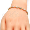 Pulsera Tennis 03.213.0006.1.07 Oro Laminado, Diseño de Gota, con Blanca Zirconia Cubica, Pulido, Tono Dorado (06 MM Thickness, 7 Inches Length)