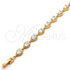 Pulsera Tennis 03.213.0006.1.07 Oro Laminado, Diseño de Gota, con Blanca Zirconia Cubica, Pulido, Tono Dorado (06 MM Thickness, 7 Inches Length)