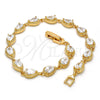 Pulsera Tennis 03.213.0006.1.07 Oro Laminado, Diseño de Gota, con Blanca Zirconia Cubica, Pulido, Tono Dorado (06 MM Thickness, 7 Inches Length)