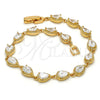 Pulsera Tennis 03.213.0006.1.07 Oro Laminado, Diseño de Gota, con Blanca Zirconia Cubica, Pulido, Tono Dorado (06 MM Thickness, 7 Inches Length)