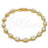 Pulsera Tennis 03.213.0006.1.07 Oro Laminado, Diseño de Gota, con Blanca Zirconia Cubica, Pulido, Tono Dorado (06 MM Thickness, 7 Inches Length)