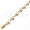 Pulsera Tennis 03.213.0040.08 Oro Laminado, Diseño de Gota, con Blanca Zirconia Cubica, Pulido, Tono Dorado (09 MM Thickness, 8 Inches Length)