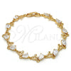 Pulsera Tennis 03.213.0040.08 Oro Laminado, Diseño de Gota, con Blanca Zirconia Cubica, Pulido, Tono Dorado (09 MM Thickness, 8 Inches Length)