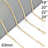 Gargantilla Basica 04.213.0030.18 Oro Laminado, Diseño de Mariner, Pulido, Tono Dorado (03 MM Thickness, 18 Inches Length)
