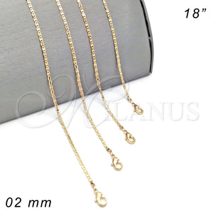 Gargantilla Basica 04.213.0032.18 Oro Laminado, Diseño de Mariner, Pulido, Tono Dorado (02 MM Thickness, 18 Inches Length)