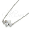 Collares con Dije 04.213.0034.1.16 Rodio Laminado, Diseño de Corazón, con Zirconia Cubica Blanca, Pulido, Rodinado (Grosor 01 MM, 16 Pulgadas de Largo)