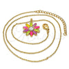 Collares con Dije 04.213.0040.1.16 Oro Laminado, Diseño de Flor, con Blanca Cristal, Esmaltado Multicolor, Tono Dorado (01 MM Thickness, 16 Inches Length)