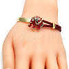 Aro Individual 07.179.0001.2 Oro Laminado, Diseño de Elefante, con Blanca Cristal, Esmaltado Rojo, Tono Dorado (06 MM Thickness, One size fits all)