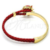 Aro Individual 07.179.0001.2 Oro Laminado, Diseño de Elefante, con Blanca Cristal, Esmaltado Rojo, Tono Dorado (06 MM Thickness, One size fits all)