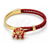 Aro Individual 07.179.0001.2 Oro Laminado, Diseño de Elefante, con Blanca Cristal, Esmaltado Rojo, Tono Dorado (06 MM Thickness, One size fits all)