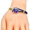 Aro Individual 07.179.0001.3 Oro Laminado, Diseño de Elefante, con Blanca Cristal, Esmaltado Azul, Tono Dorado (06 MM Thickness, One size fits all)