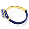 Aro Individual 07.179.0001.3 Oro Laminado, Diseño de Elefante, con Blanca Cristal, Esmaltado Azul, Tono Dorado (06 MM Thickness, One size fits all)