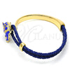 Aro Individual 07.179.0001.3 Oro Laminado, Diseño de Elefante, con Blanca Cristal, Esmaltado Azul, Tono Dorado (06 MM Thickness, One size fits all)
