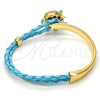 Aro Individual 07.179.0001.4 Oro Laminado, Diseño de Elefante, con Blanca Cristal, Esmaltado Turquesa, Tono Dorado (06 MM Thickness, One size fits all)