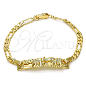 Pulsera con Placa 03.213.0010.06 Oro Laminado, Diseño de Con Nombre y Elefante, Pulido, Tono Dorado (04 MM Thickness, 6 Inches Length)
