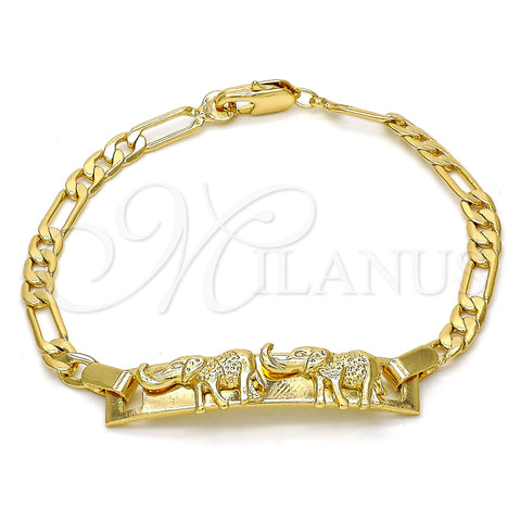 Pulsera con Placa 03.213.0010.06 Oro Laminado, Diseño de Con Nombre y Elefante, Pulido, Tono Dorado (04 MM Thickness, 6 Inches Length)