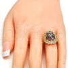 Anillo Multi Piedra 01.206.0001.08 Oro Laminado, con Multicolor and Blanca Zirconia Cubica, Pulido, Tono Dorado (Size 8)