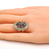 Anillo Multi Piedra 01.206.0001.09 Oro Laminado, con Zirconia Cubica Multicolor y Blanca, Pulido, Tono Dorado (Tamaño 9)