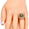 Anillo Multi Piedra 01.206.0001.09 Oro Laminado, con Zirconia Cubica Multicolor y Blanca, Pulido, Tono Dorado (Tamaño 9)