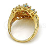 Anillo Multi Piedra 01.206.0001.09 Oro Laminado, con Zirconia Cubica Multicolor y Blanca, Pulido, Tono Dorado (Tamaño 9)
