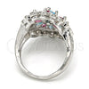 Anillo Multi Piedra 01.206.0001.1.09 Rodio Laminado, con Zirconia Cubica Multicolor y Blanca, Pulido, Rodinado (Tamaño 9)