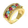 Anillo Multi Piedra 01.206.0003.08 Oro Laminado, con Multicolor Zirconia Cubica, Pulido, Tono Dorado (Size 8)