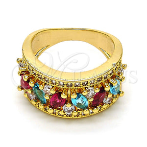 Anillo Multi Piedra 01.206.0003.08 Oro Laminado, con Multicolor Zirconia Cubica, Pulido, Tono Dorado (Size 8)