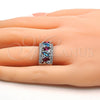 Anillo Multi Piedra 01.206.0003.1.08 Rodio Laminado, con Zirconia Cubica Multicolor, Pulido, Rodinado (Tamaño 8)