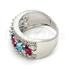 Anillo Multi Piedra 01.206.0003.1.08 Rodio Laminado, con Zirconia Cubica Multicolor, Pulido, Rodinado (Tamaño 8)