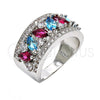 Anillo Multi Piedra 01.206.0003.1.08 Rodio Laminado, con Zirconia Cubica Multicolor, Pulido, Rodinado (Tamaño 8)
