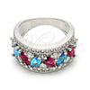 Anillo Multi Piedra 01.206.0003.1.08 Rodio Laminado, con Zirconia Cubica Multicolor, Pulido, Rodinado (Tamaño 8)