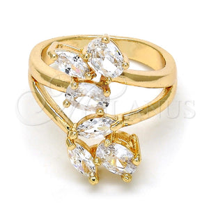 Anillo Multi Piedra 01.210.0047.08 Oro Laminado, con Blanca Zirconia Cubica, Pulido, Tono Dorado (Size 8)