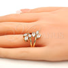 Anillo Multi Piedra 01.210.0047.09 Oro Laminado, con Blanca Zirconia Cubica, Pulido, Tono Dorado (Size 9)