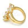 Anillo Multi Piedra 01.210.0047.09 Oro Laminado, con Blanca Zirconia Cubica, Pulido, Tono Dorado (Size 9)