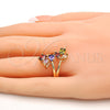 Anillo Multi Piedra 01.210.0047.1.09 Oro Laminado, con Multicolor Zirconia Cubica, Pulido, Tono Dorado (Size 9)