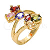 Anillo Multi Piedra 01.210.0047.1.09 Oro Laminado, con Multicolor Zirconia Cubica, Pulido, Tono Dorado (Size 9)