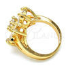 Anillo Multi Piedra 01.210.0049.07 Oro Laminado, Diseño de Flor, con Blanca Zirconia Cubica, Pulido, Tono Dorado (Size 7)