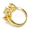 Anillo Multi Piedra 01.210.0049.09 Oro Laminado, Diseño de Flor, con Blanca Zirconia Cubica, Pulido, Tono Dorado (Size 9)