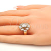 Anillo Multi Piedra 01.210.0050.09 Oro Laminado, con Blanca Zirconia Cubica, Pulido, Tono Dorado (Size 9)