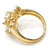 Anillo Multi Piedra 01.210.0050.09 Oro Laminado, con Blanca Zirconia Cubica, Pulido, Tono Dorado (Size 9)