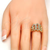Anillo Multi Piedra 01.210.0052.09 Oro Laminado, con Blanca Zirconia Cubica, Pulido, Tono Dorado (Size 9)