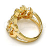 Anillo Multi Piedra 01.210.0052.09 Oro Laminado, con Blanca Zirconia Cubica, Pulido, Tono Dorado (Size 9)