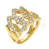 Anillo Multi Piedra 01.210.0052.09 Oro Laminado, con Blanca Zirconia Cubica, Pulido, Tono Dorado (Size 9)