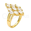 Anillo Multi Piedra 01.210.0054.08 Oro Laminado, con Blanca Zirconia Cubica, Pulido, Tono Dorado (Size 8)