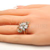 Anillo Multi Piedra 01.210.0055.08 Oro Laminado, Diseño de Flor, con Blanca Zirconia Cubica, Pulido, Tono Dorado (Size 8)